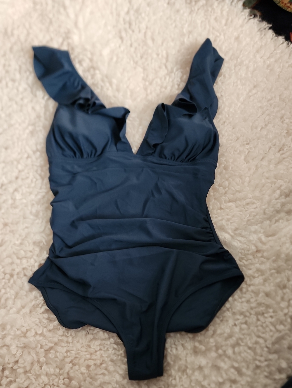 Navy 1 Piece With Ruffle, Size M Cupshe.  NWT
